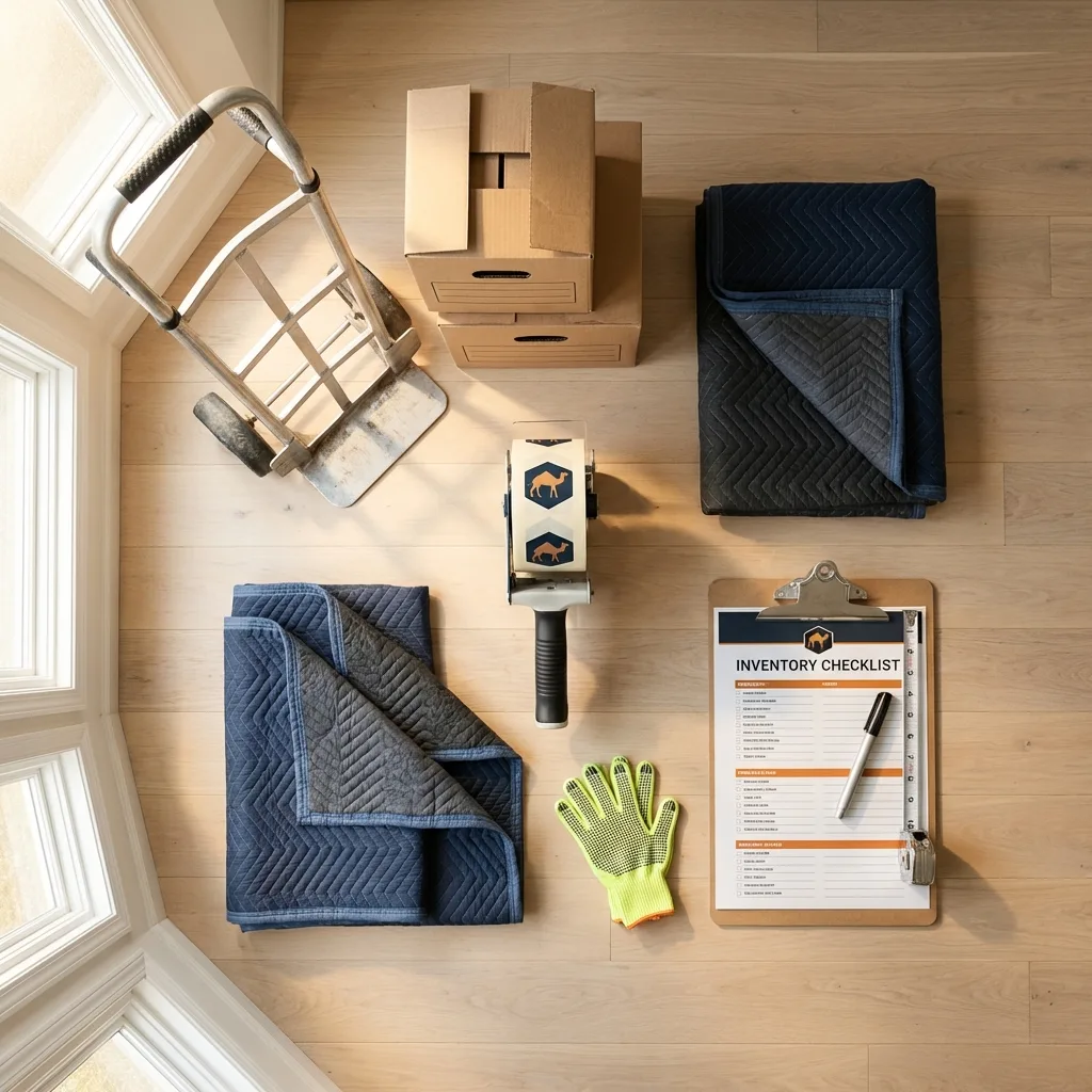 Professional moving supplies and packing materials layout for Tuba City residential relocations